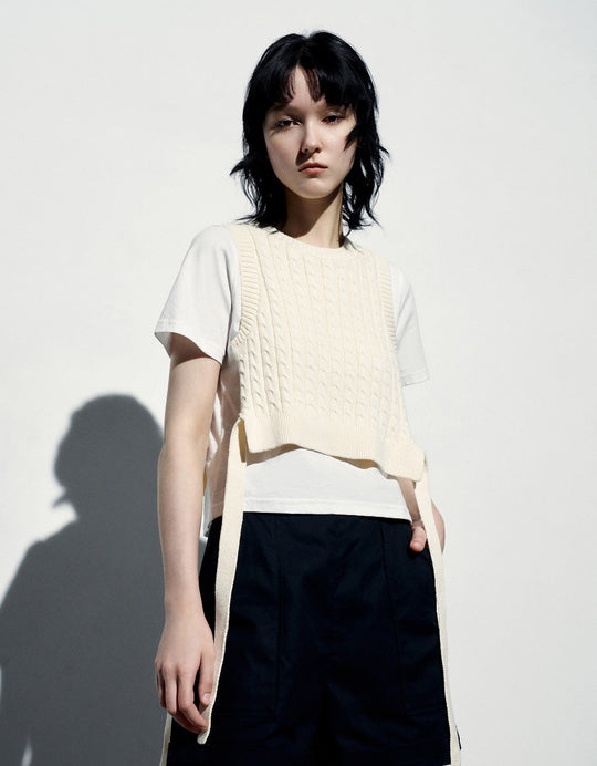 Camiseta de punto con cuello redondo 2 en 1