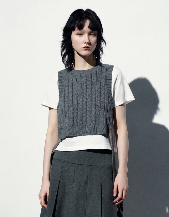 Camiseta de punto con cuello redondo 2 en 1