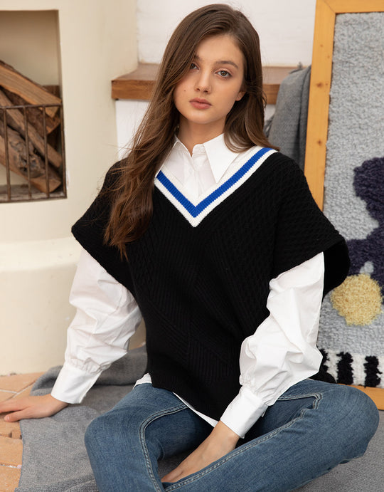 V넥 니트 뷔에스트