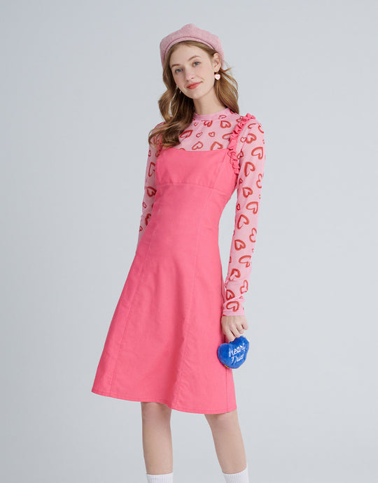 타이 백 스퀘어 넥 캐미 드레스