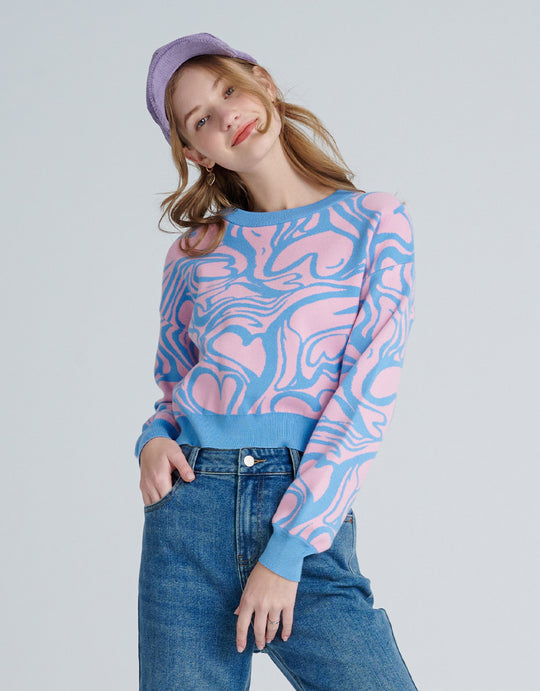 컬러믹스 크루넥 니트 티셔츠