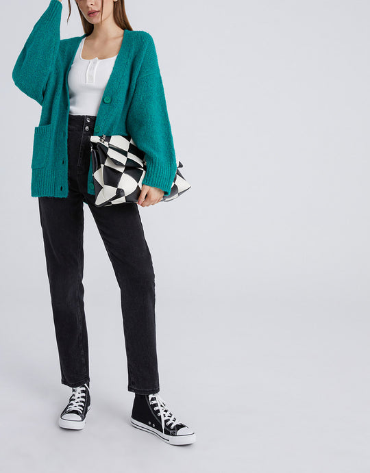 드롭 숄더 패치 포켓 버튼업 카디건