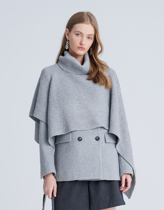 판초 더블 브레스트 투피스 코트