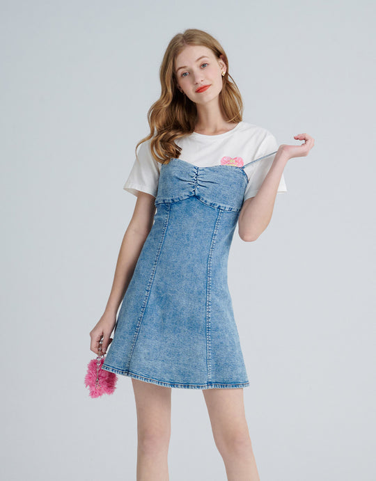 슬리브리스 데님 드레스