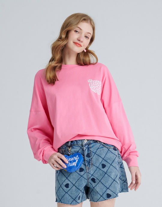 레터 프린트 크루넥 스웻셔츠