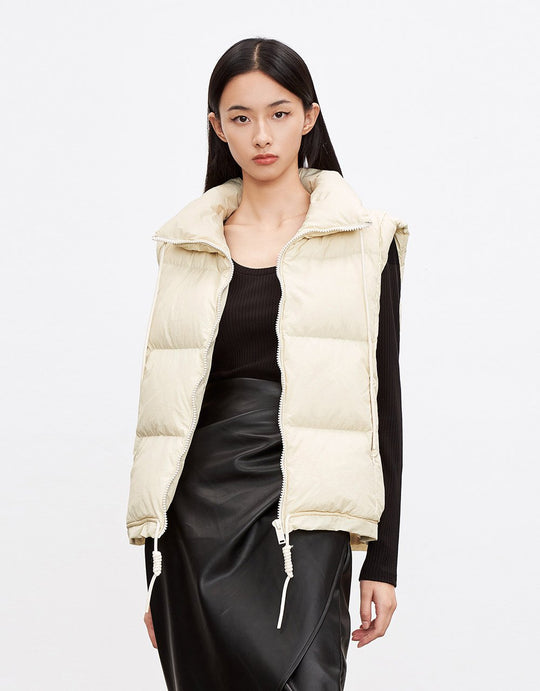 집업 스트링 오리털 패딩 조끼