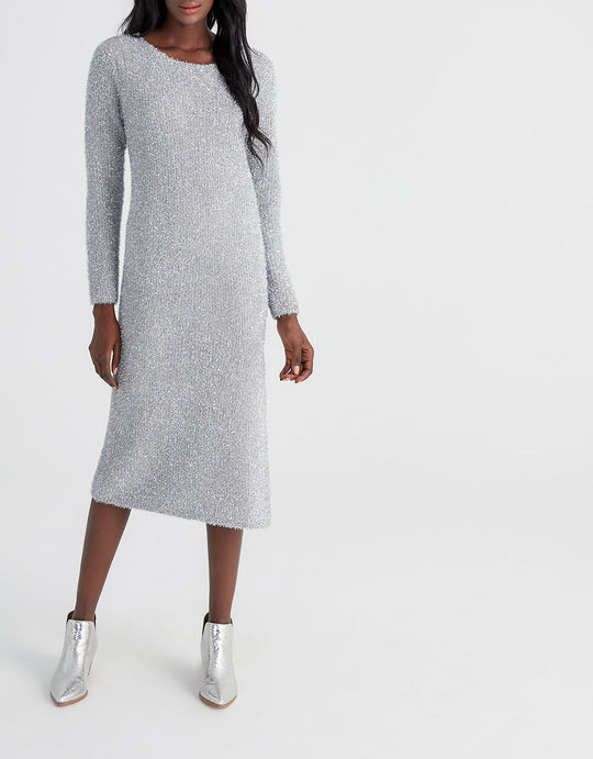 스플릿 헴 크루넥 니트 드레스