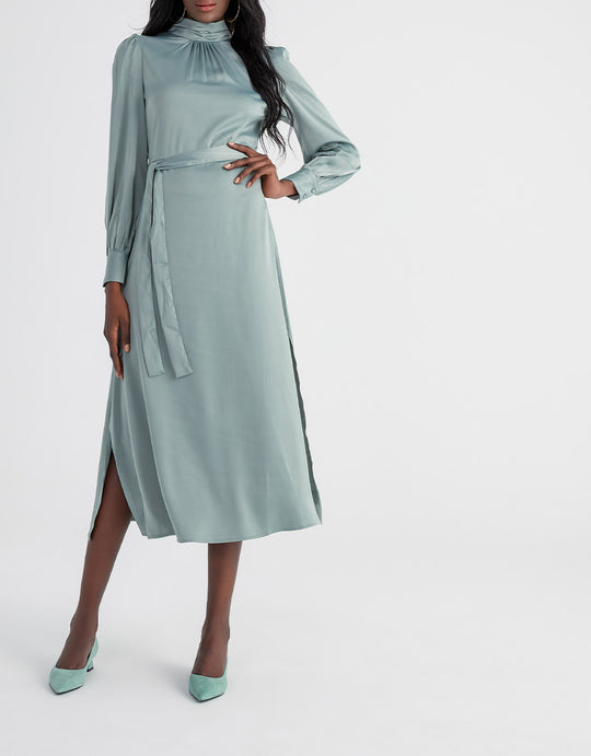 퍼프 슬리브 벨트 드레스