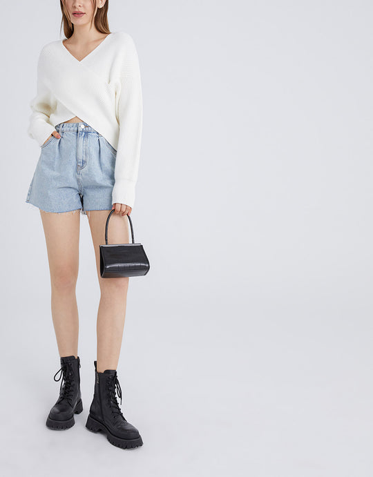 빅 V넥 니트 티셔츠