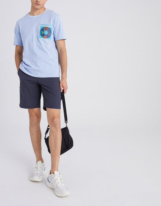 프린트 디테일 크루넥 티셔츠