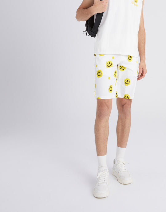 스마일페이스 패턴 버튼업 반바지