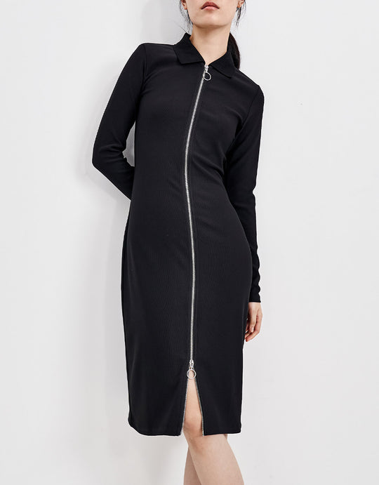 플레인 집업 핏 드레스