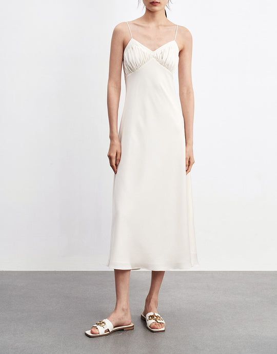 슬리브리스 V넥 스키니 드레스