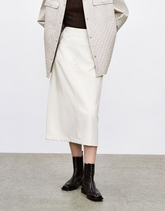 비건 가죽 A라인 스커트