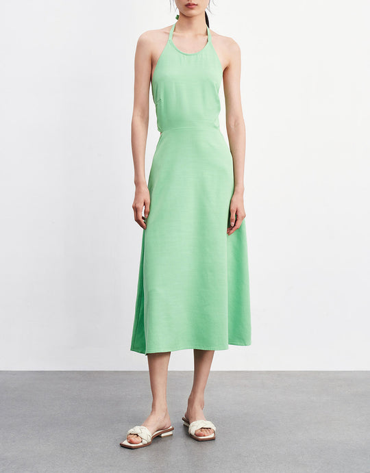 슬리브리스 크루넥 A라인 드레스