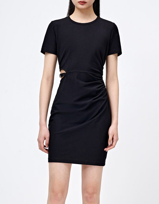 주름 드레식 컷아웃 미니 드레스