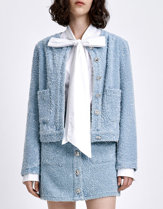 패치 포켓 버튼업 데님 자켓