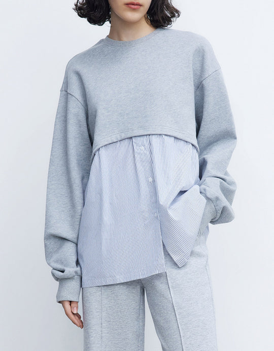 페이크 투피스 긴팔 티셔츠