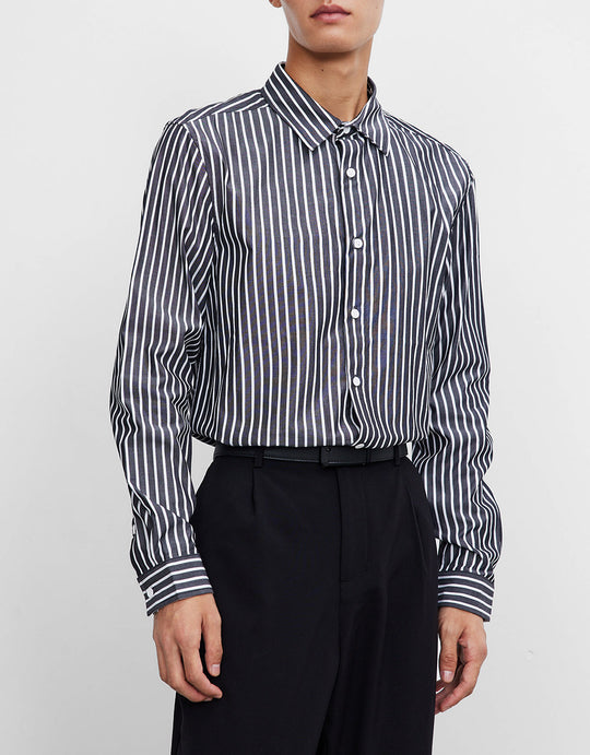스트라이프 버튼 업 셔츠