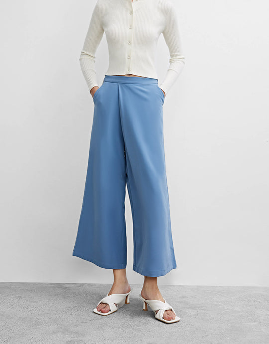 크롭 와이드 레그 팬츠