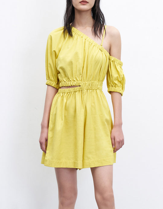 오프 숄더 컷아웃 점프수트