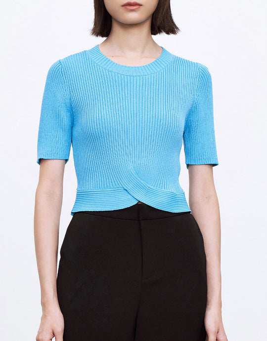 크리스크로스 골지 니트 티셔츠