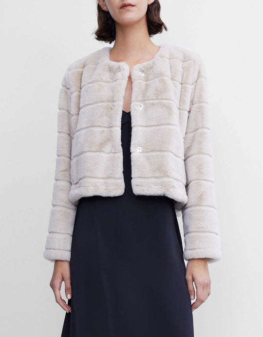 크루넥 플러피 재킷