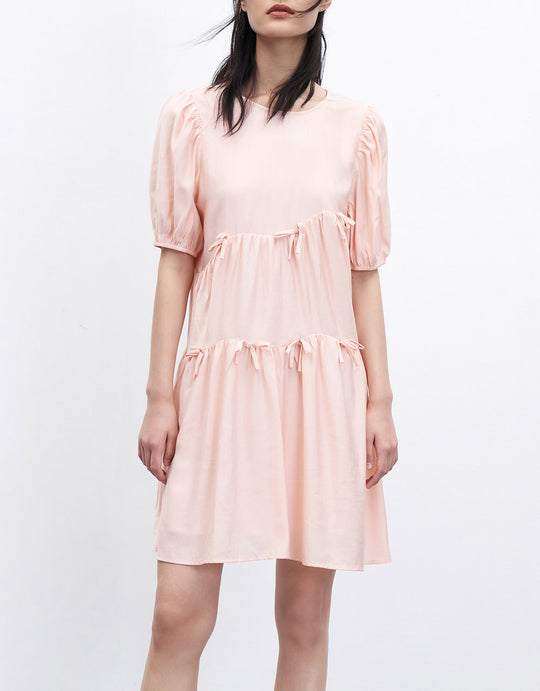 퍼프 슬리브 티어드 드레스