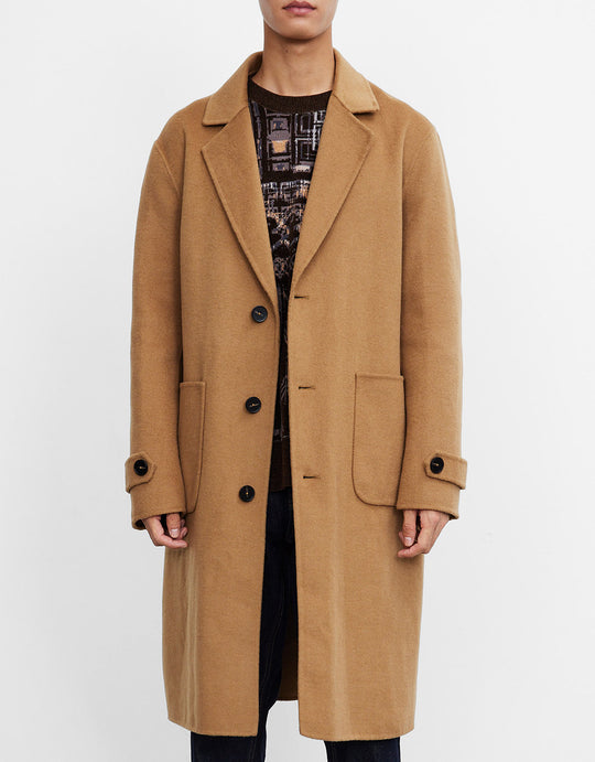 싱글 브레스트 패치 포켓 오버코트