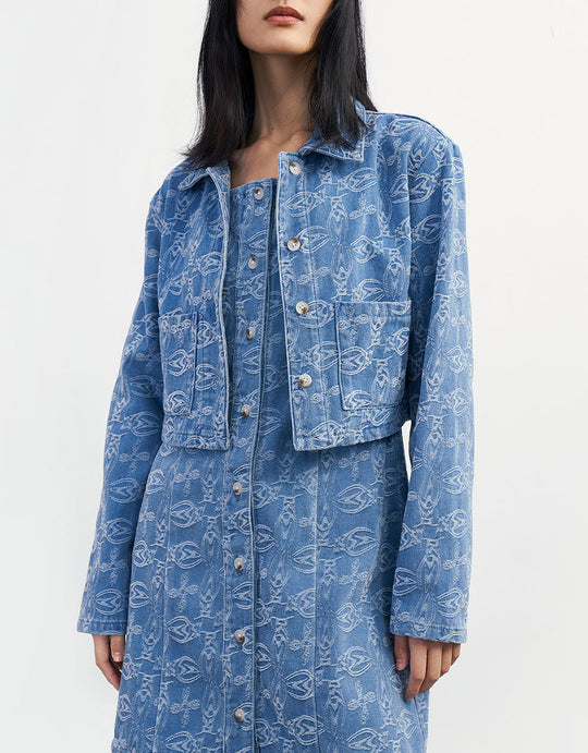 지오 패턴 데님 자켓