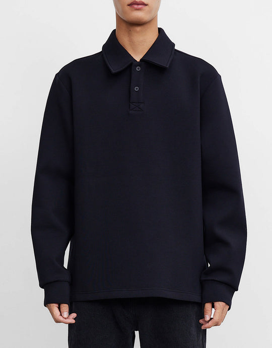 하프 버튼 니트 티셔츠