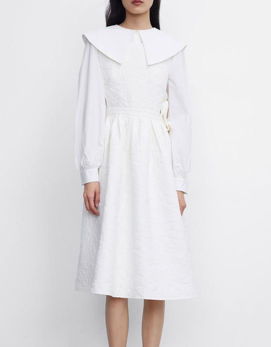 타이 사이드 텍스처 슬리브리스 드레스