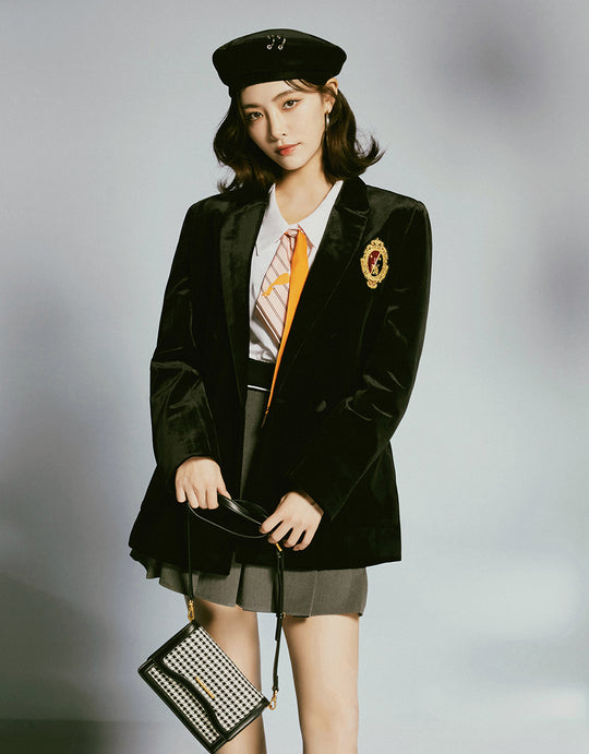 비로드 레트로 스쿨룩 블레이저
