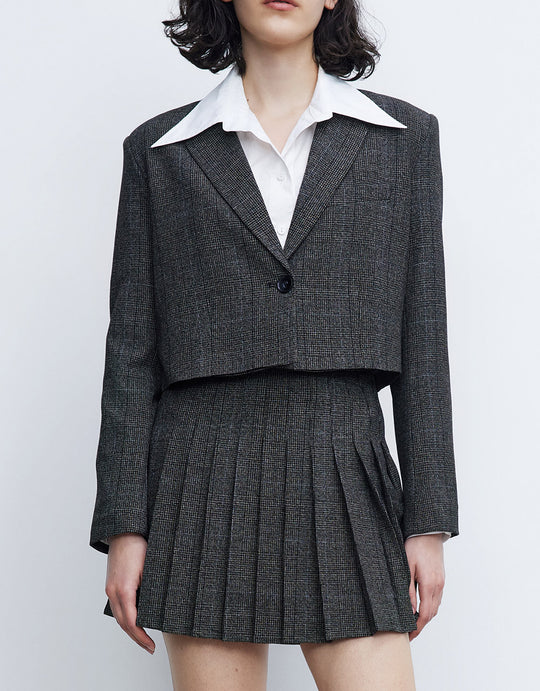 싱글 브레스트 크롭 블레이저