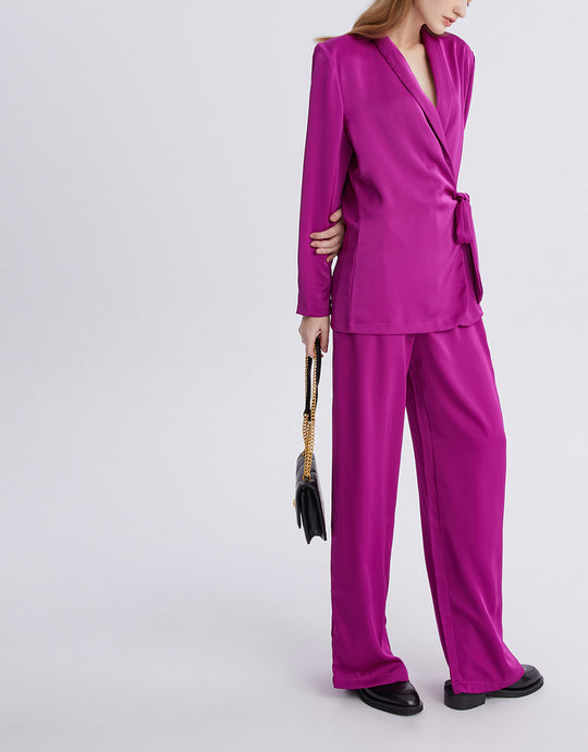 랩 타이 사이드 블라우스