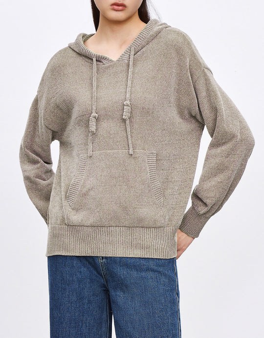 스트링 후드 캥거루 스웨터