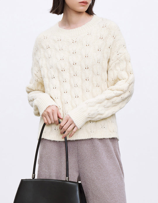 포인텔 니트 크루넥 드롭 숄더 스웨터