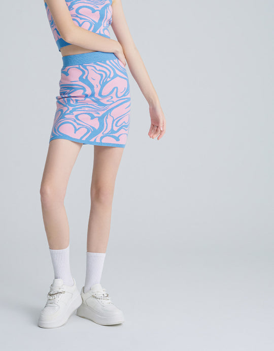 스키니 핏 스커트 숏 니트 스커트