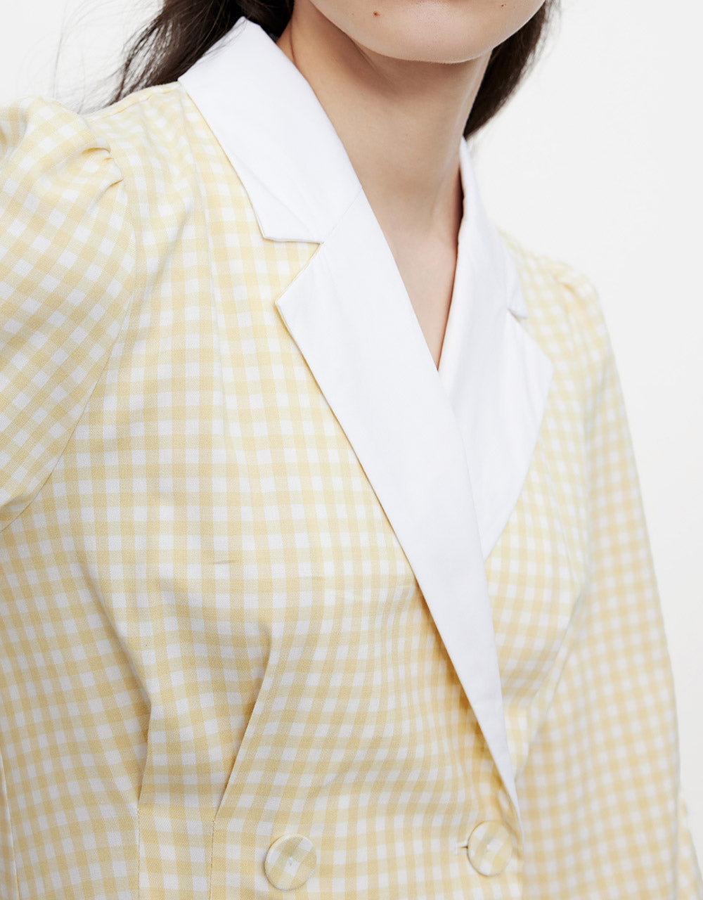 퍼프 소매 V넥 A라인 드레스