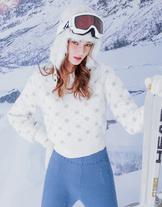 크리스마스 눈송이 니트 티셔츠