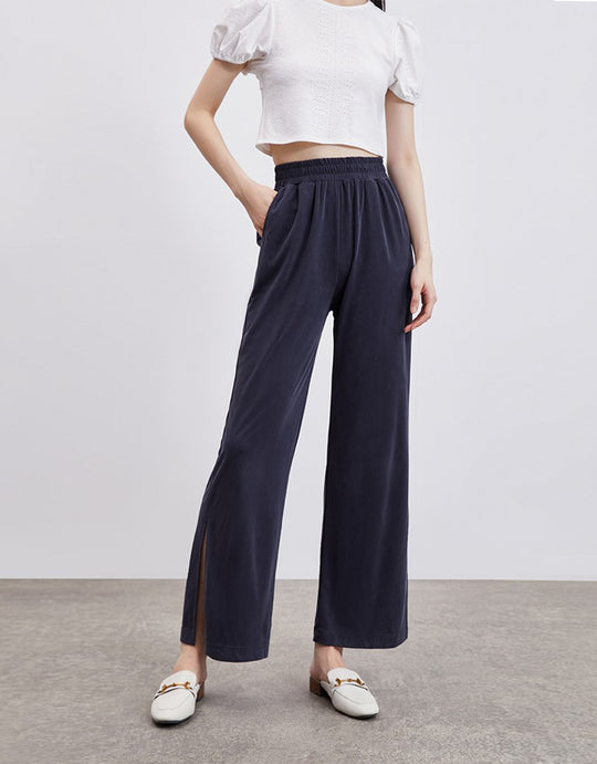 니트 롱 와이드 팬츠