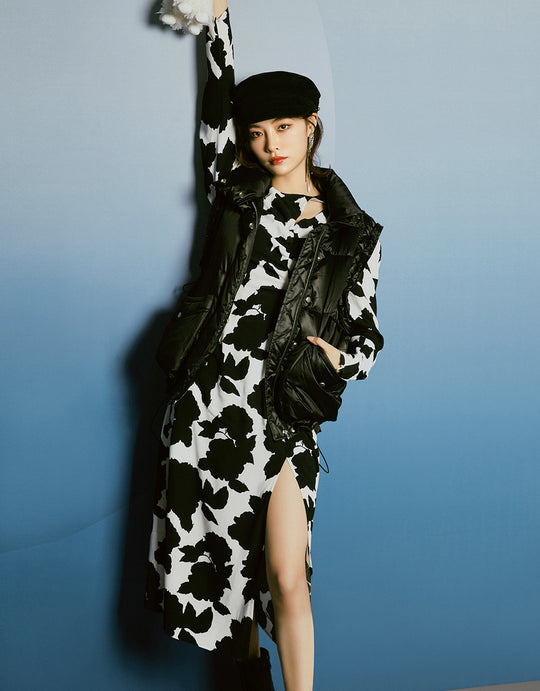 프린트 롱 원피스