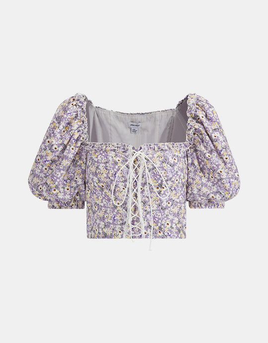 꽃 무늬 프린팅 블라우스