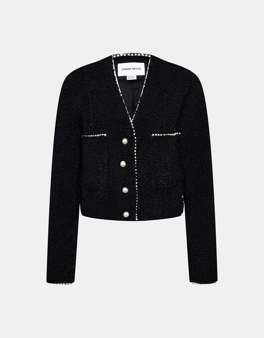 뽀글이 진주 데코 자켓 