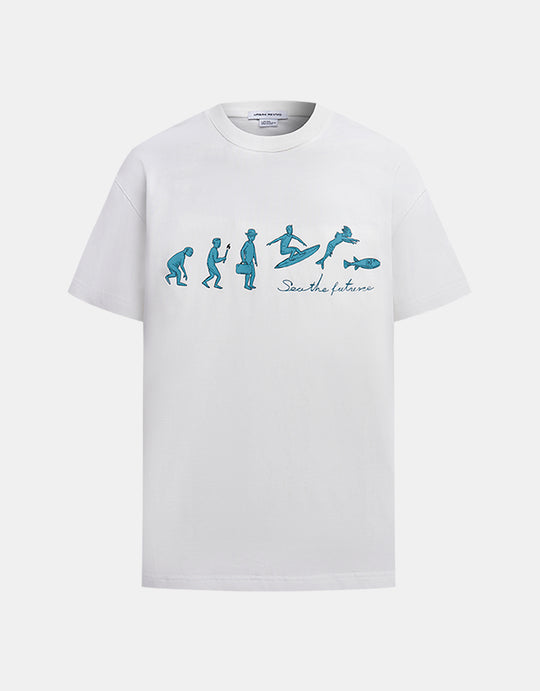 카툰 프린트 크루넥 티셔츠