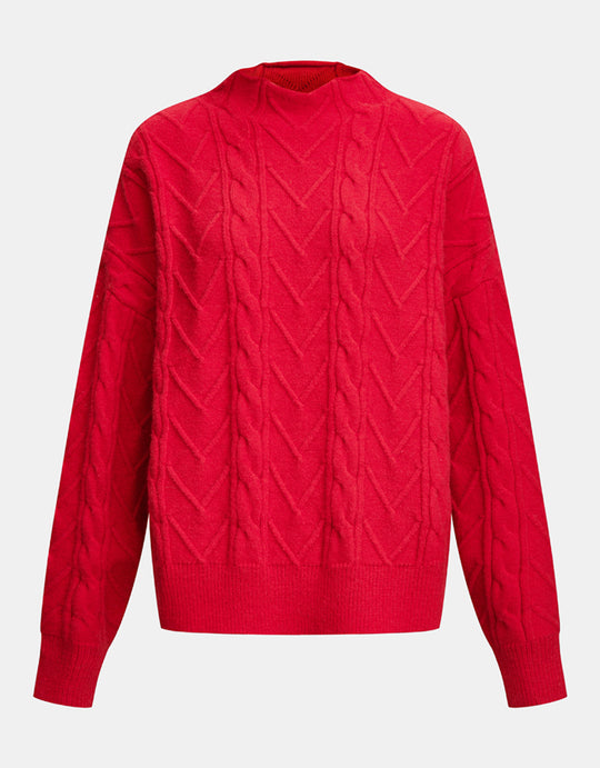 케이블 니트 목넥 스웨터