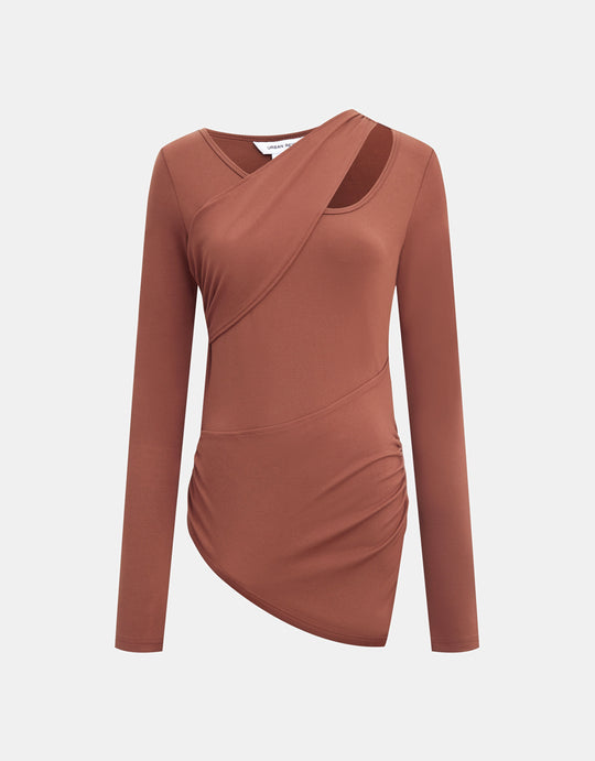 플리츠 장식 사이드 니트 탑