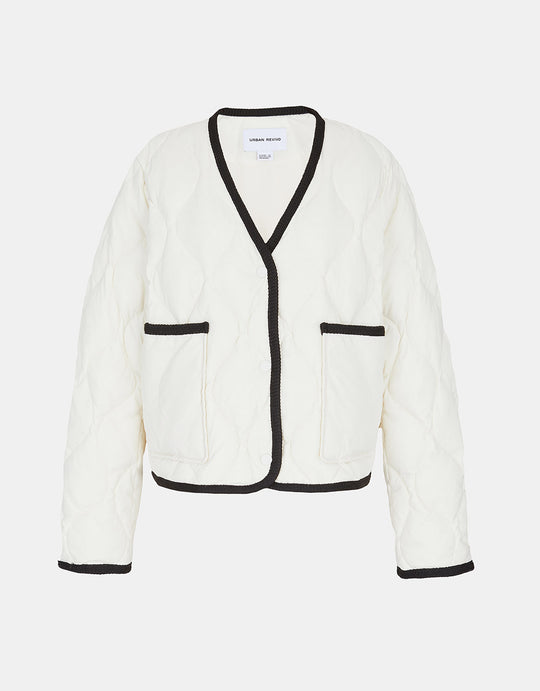 퀼팅 V넥 오리털 숏 패딩 코트