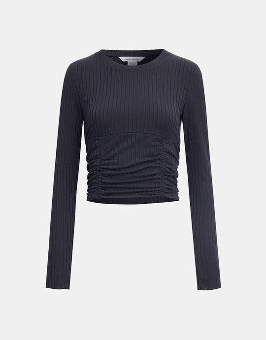 플리츠 장식 니트 크롭 탑