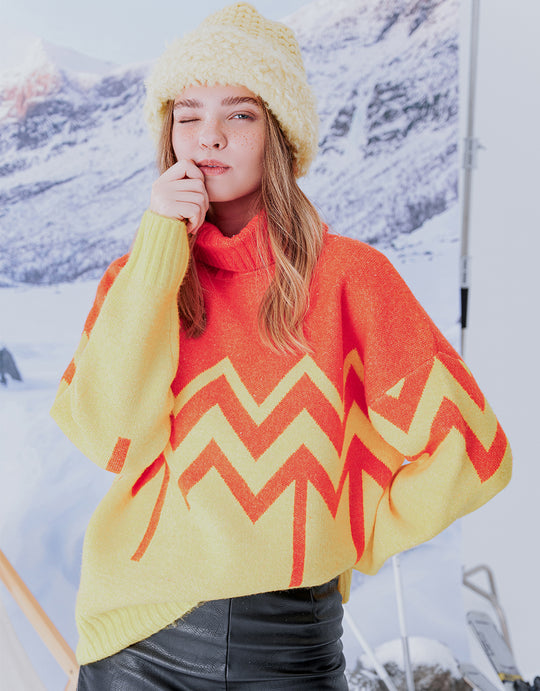 컬러미스 터틀넥 니트 티셔츠